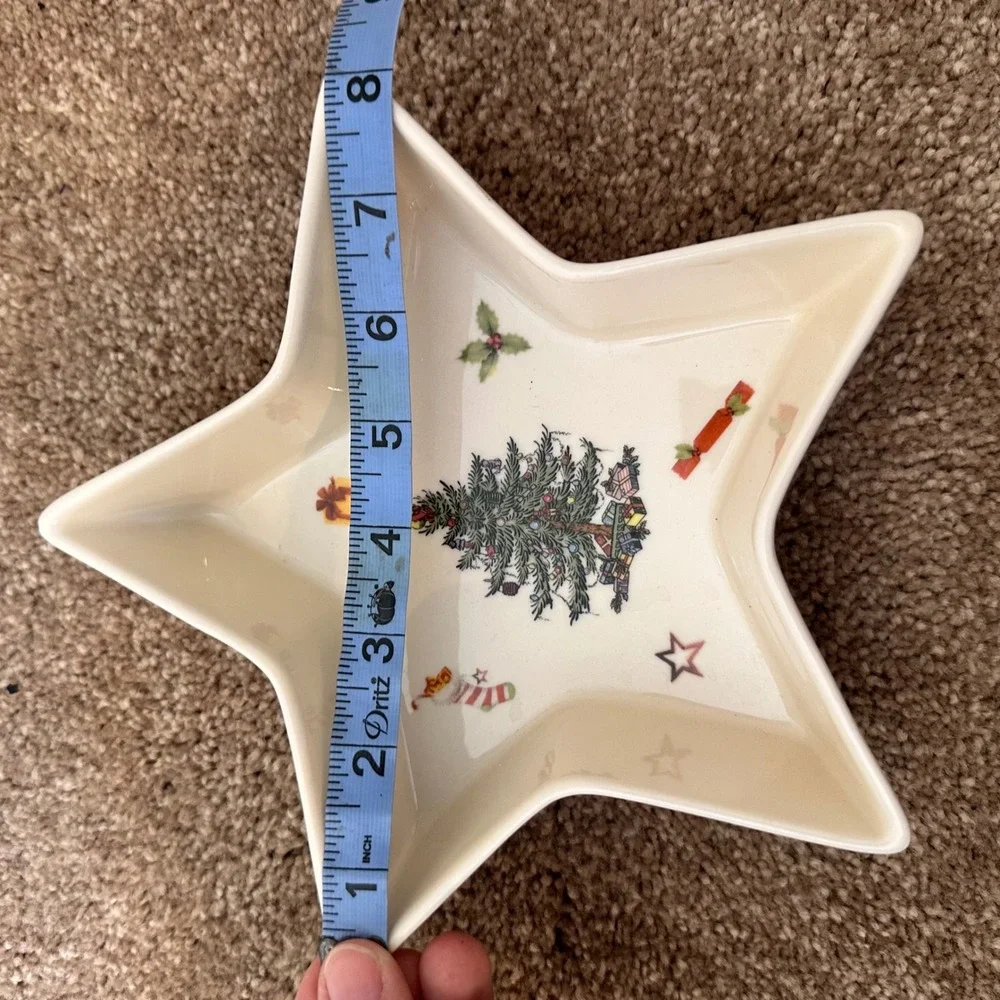 Spode Christmas Jubilee Star Shaped Ceramic‎ Bowl Holiday Tree Pattern Rare VTG